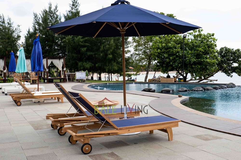 Cayman Teak Sun Lounger Blue - Image 2
