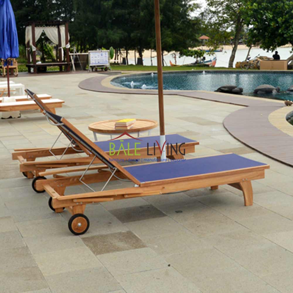 Cayman Teak Sun Lounger Blue - Image 5