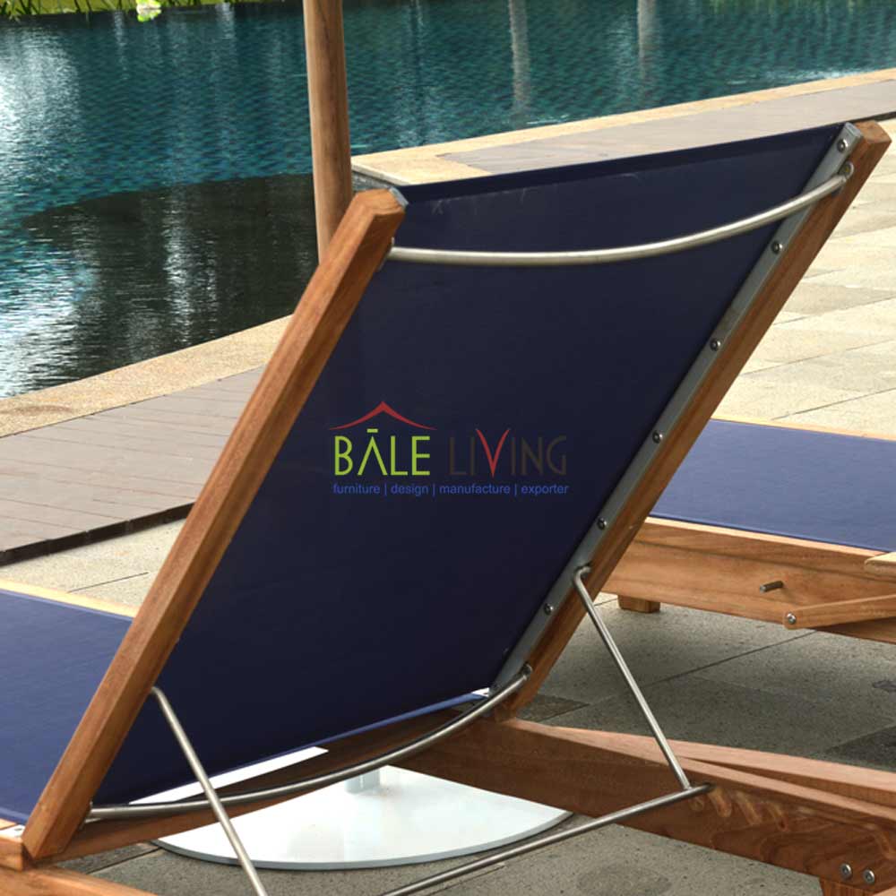 Cayman Teak Sun Lounger Blue - Image 3