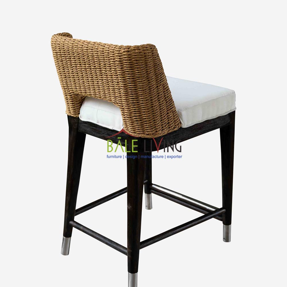 Firtz Rope Teak Bar Chair - Image 4