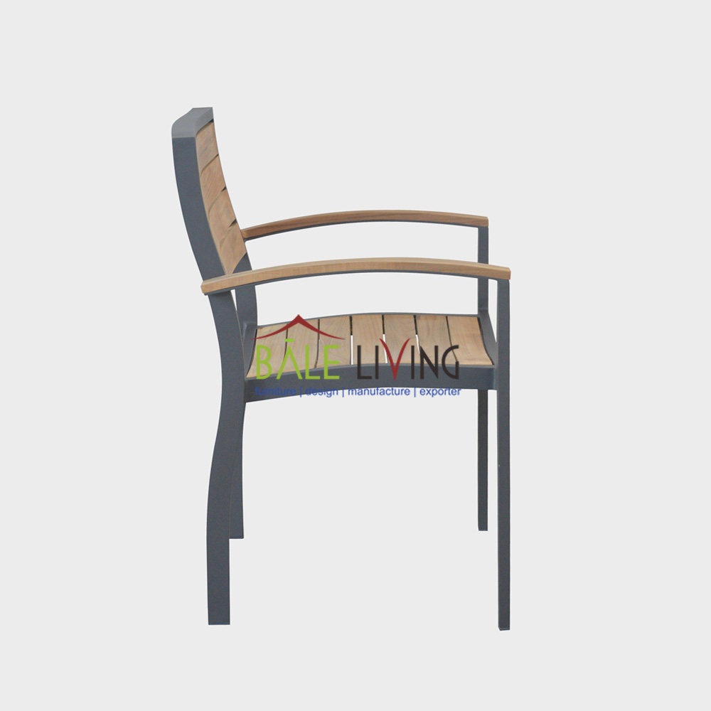 Catalina Teak Stacking Arm Chair Grey - Image 5