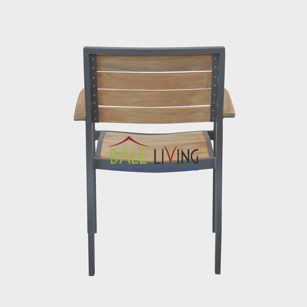 Catalina Teak Stacking Arm Chair Grey - Image 2